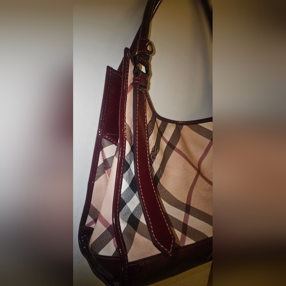 Burberry Patent Trim Supernova Check Ashmore Tote View 3